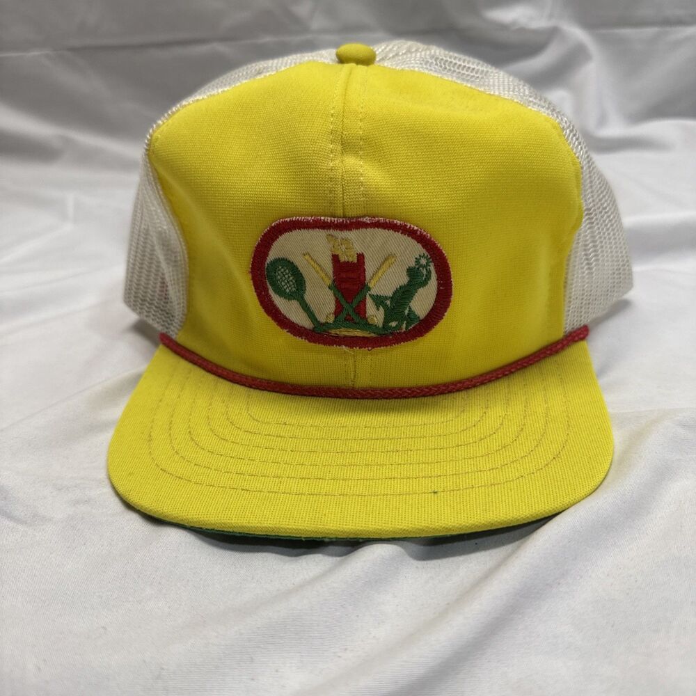 Vintage Tennis Golf Yachting Hat Cotton Mesh Trucker Snapback Yellow White Red